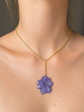 Real Flower Resin Necklace | Gold Stainless Steel
